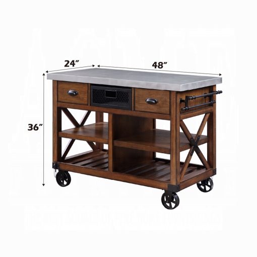 Kailey Antique Oak Kitchen Cart - Image 2