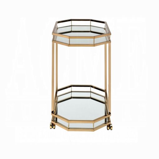 Lacole Mirrored & Champagne Serving Cart - Image 3