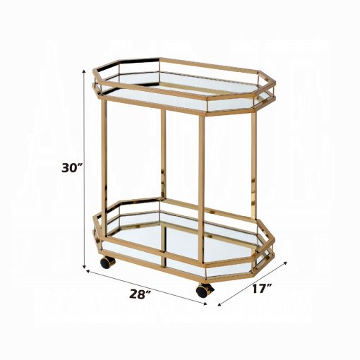 Lacole Mirrored & Champagne Serving Cart - Image 4