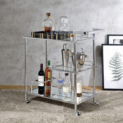 Splinter Clear Glass & Chrome Serving Cart