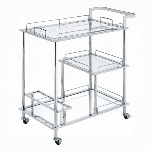 Splinter Clear Glass & Chrome Serving Cart - Image 2