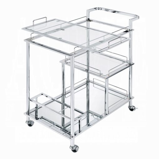 Splinter Clear Glass & Chrome Serving Cart - Image 3