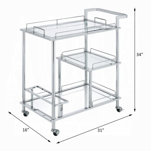 Splinter Clear Glass & Chrome Serving Cart - Image 5