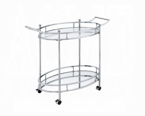 Jinx Clear Glass & Chrome Serving Cart