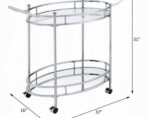 Jinx Clear Glass & Chrome Serving Cart