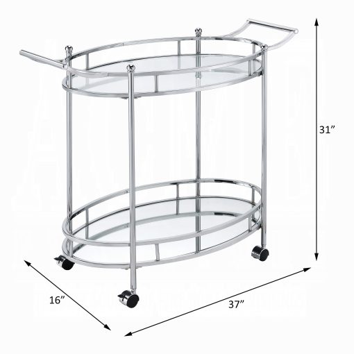 Jinx Clear Glass & Chrome Serving Cart