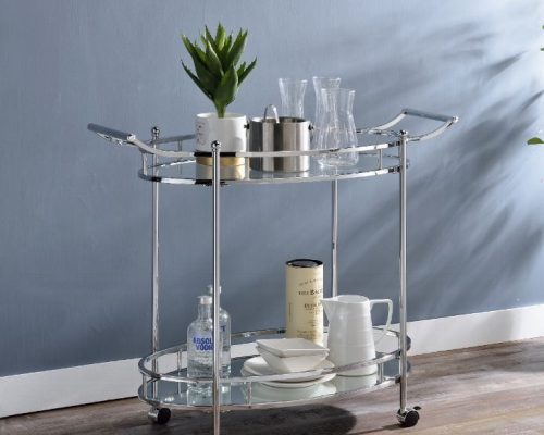 Jinx Clear Glass & Chrome Serving Cart