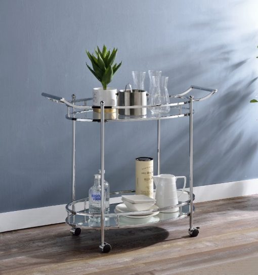 Jinx Clear Glass & Chrome Serving Cart