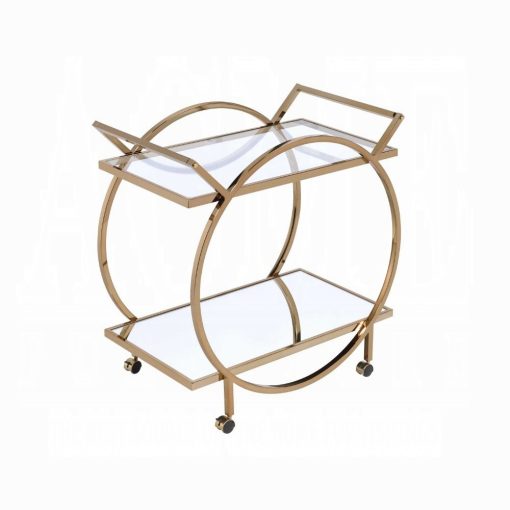 Traverse Mirrored & Champagne Serving Cart - Image 2