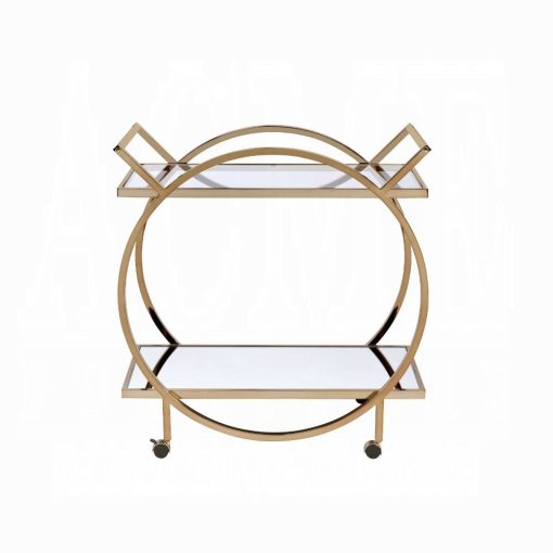 Traverse Mirrored & Champagne Serving Cart - Image 3