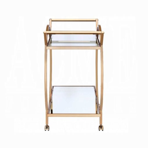 Traverse Mirrored & Champagne Serving Cart - Image 4