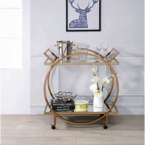 Traverse Mirrored & Champagne Serving Cart