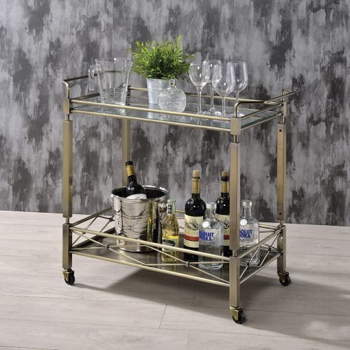 Matiesen Clear Glass & Antique Gold Serving Cart