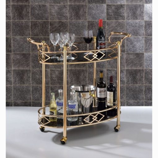 Ottesen Black Glass & Gold Serving Cart