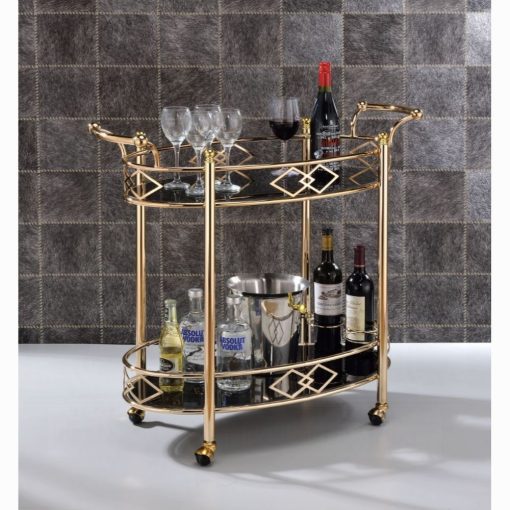 Ottesen Black Glass & Gold Serving Cart - Image 2