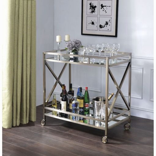 Kristensen Mirrored & Antique Gold Serving Cart