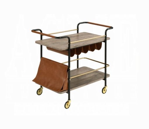 Naude Natural, Gold & Black Serving Cart - Image 2