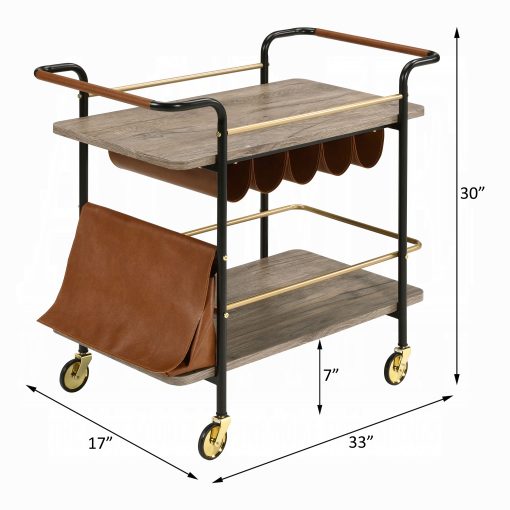 Naude Natural, Gold & Black Serving Cart - Image 4