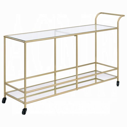 Kenda Clear Glass, Mirrored & Gold Serving Cart - Image 2