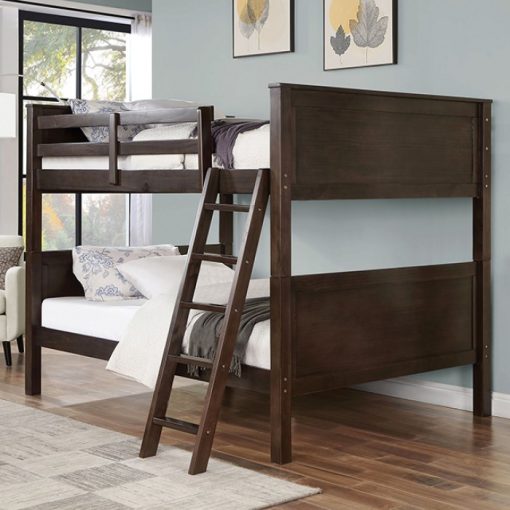 Stamos Transitional Solid Wood Walnut Bunk Bed