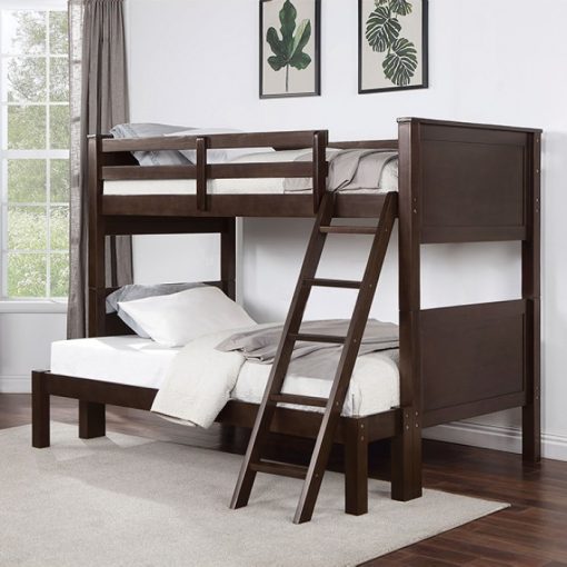 Stamos Transitional Solid Wood Walnut Bunk Bed - Image 2