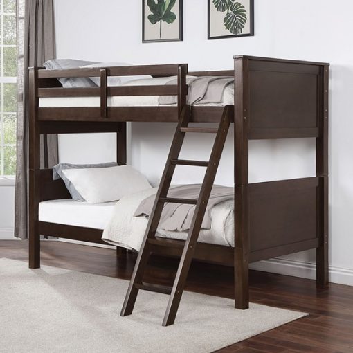 Stamos Transitional Solid Wood Walnut Bunk Bed - Image 3