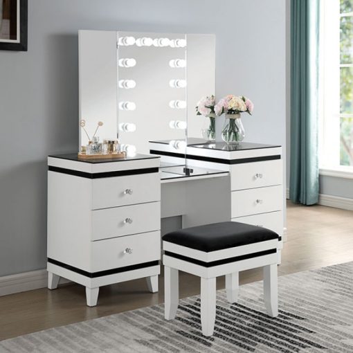 Madonna Contemporary White/Black Vanity Set