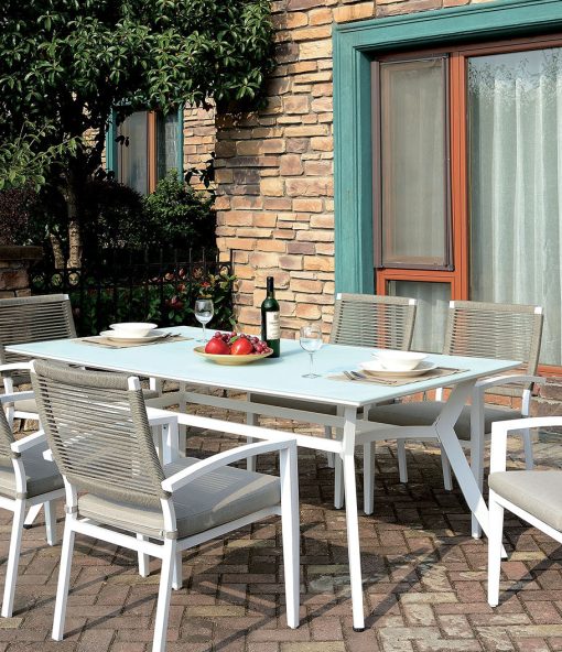 Arisha Transitional White Patio Table