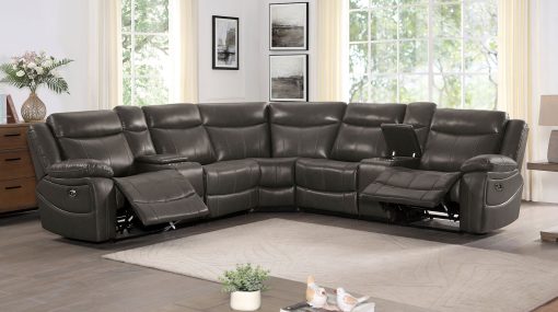 Norfolk Transitional Recliner Gray Power Sectional