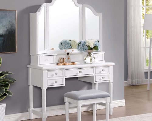 Ambrosia Traditional White/Gray Vanity Set