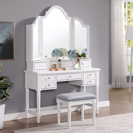 Ambrosia Traditional White/Gray Vanity Set