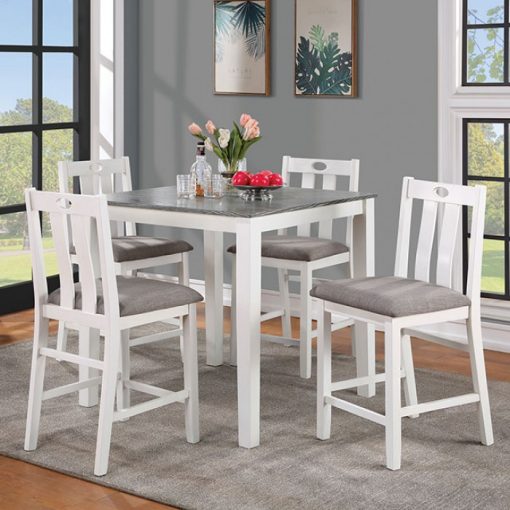 Dunseith Transitional White/Gray 5 Piece Counter Height Set