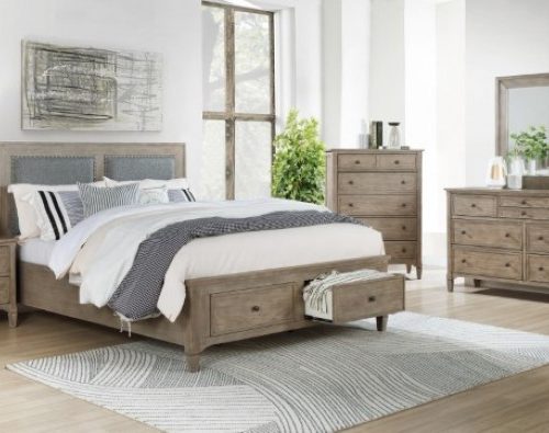 Anneke Transitional Solid Wood Padded Headboard Bed