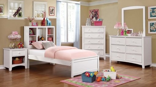 Marilla Transitional Solid Wood White 4 Piece Full Bedroom Set