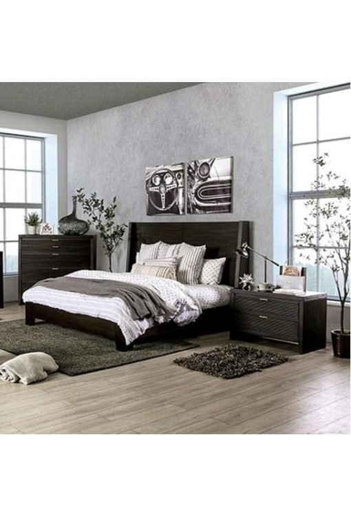 Laurentian Contemporary Solid Wood Dark Walnut Bed