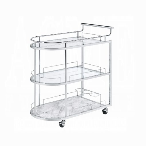 Inyo Clear Glass & Chrome Serving Cart - Image 2