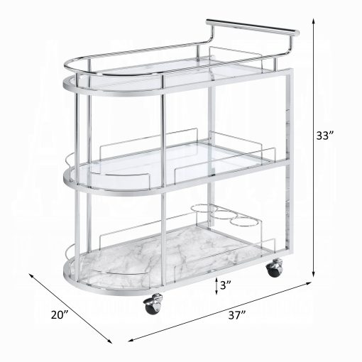 Inyo Clear Glass & Chrome Serving Cart - Image 4