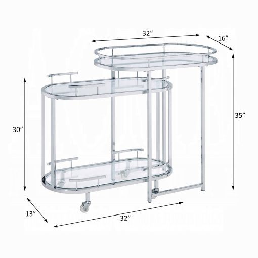 Piffo Clear Glass & Chrome Serving Cart Set - Image 8