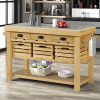 Grovaam Wood Marble Top & Natural Kitchen Island