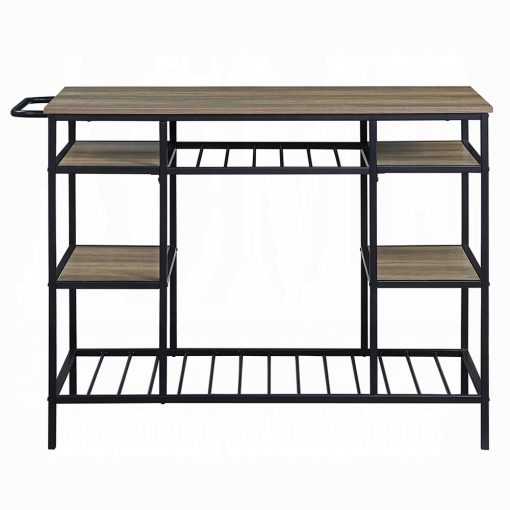 Lona Rustic Oak & Black Kitchen Island - Image 3