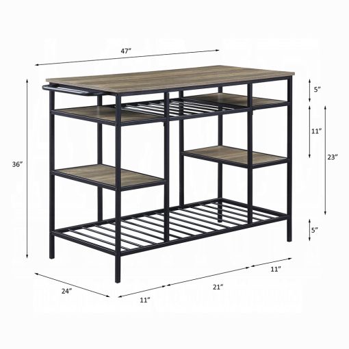 Lona Rustic Oak & Black Kitchen Island - Image 5