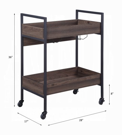 Jerrick Walnut & Black Serving Cart - Image 4