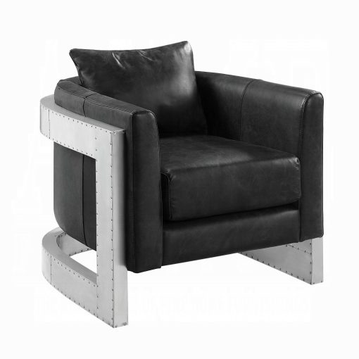 Betla Accent Chair Top Grain Leather & Aluminum - Image 2