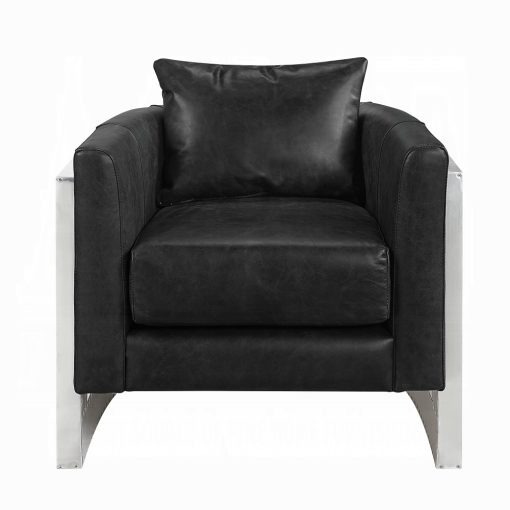 Betla Accent Chair Top Grain Leather & Aluminum - Image 3