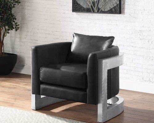 Betla Accent Chair Top Grain Leather & Aluminum