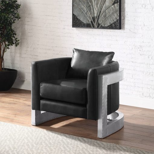 Betla Accent Chair Top Grain Leather & Aluminum