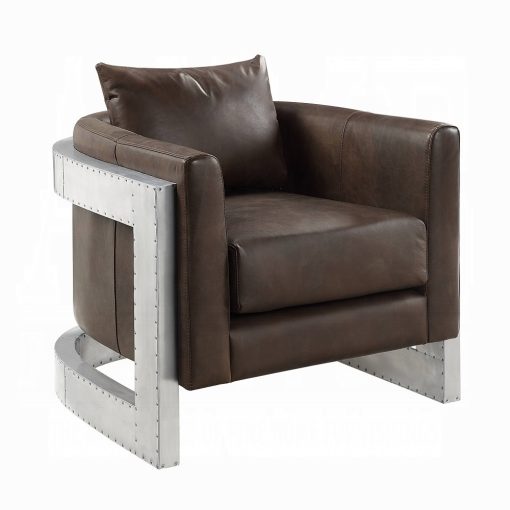 Betla Accent Chair Top Grain Leather & Aluminum - Image 8