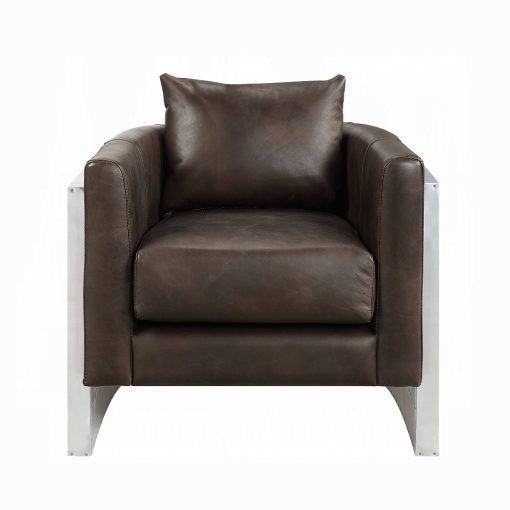 Betla Accent Chair Top Grain Leather & Aluminum - Image 9