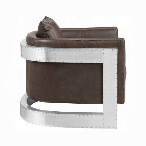 Betla Accent Chair Top Grain Leather & Aluminum - Image 10