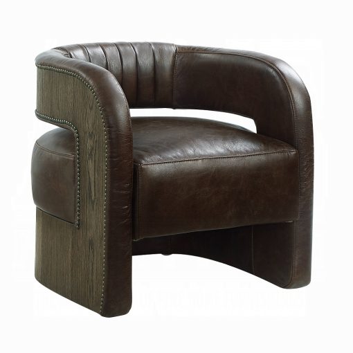 Acme Feyre Espresso Top Grain Leather Accent Chair - Image 2